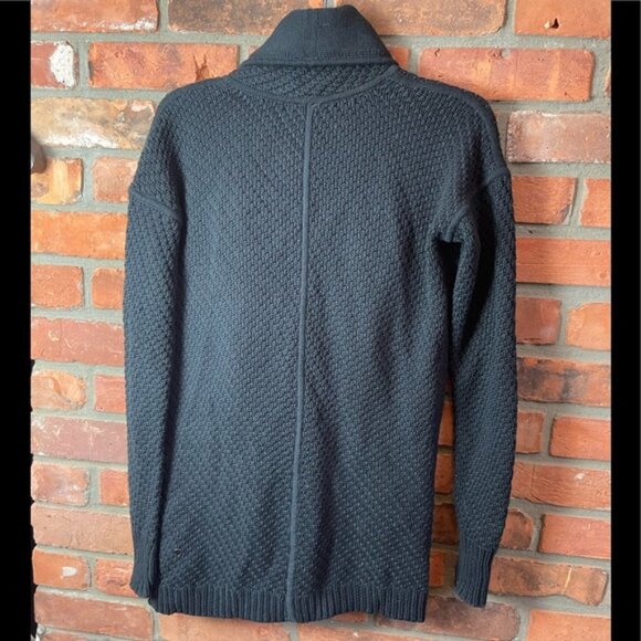 Lululemon Post Practice Cardigan Knit Sweater Pockets Snap Oversized Top Black S - Picture 9 of 15